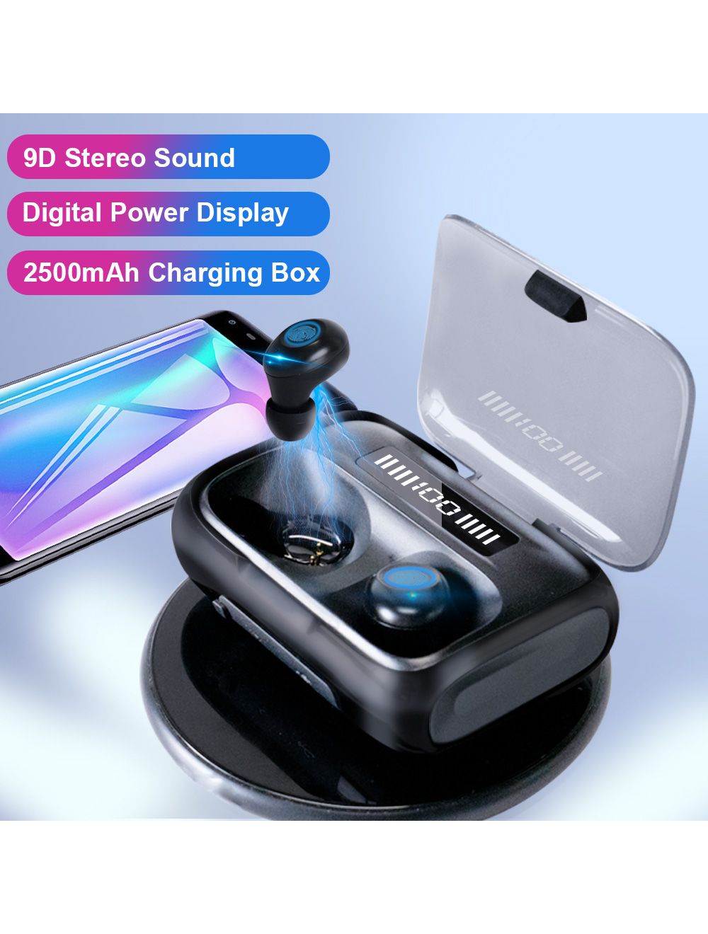 TWS Earphone 2500 mAh Headphone Air Buds Bluetooth Ear buds with Phone Charger Function Earphone