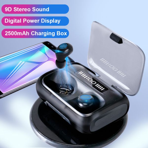 TWS Earphone 2500 mAh Headphone Air Buds Bluetooth Ear buds with Phone Charger Function Earphone